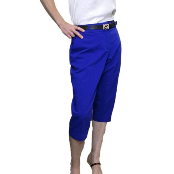 Size 12 Capri Royal blue pockets Cotton Summer slim fit pants APT.9 - Picture 3 of 15